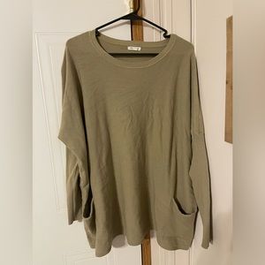 Olive Green Butter Pocket Sweater